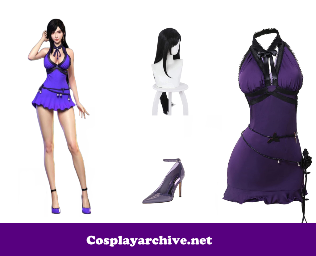 Tifa Lockhart Hot Purple Dress Cosplay Costume from Amazon